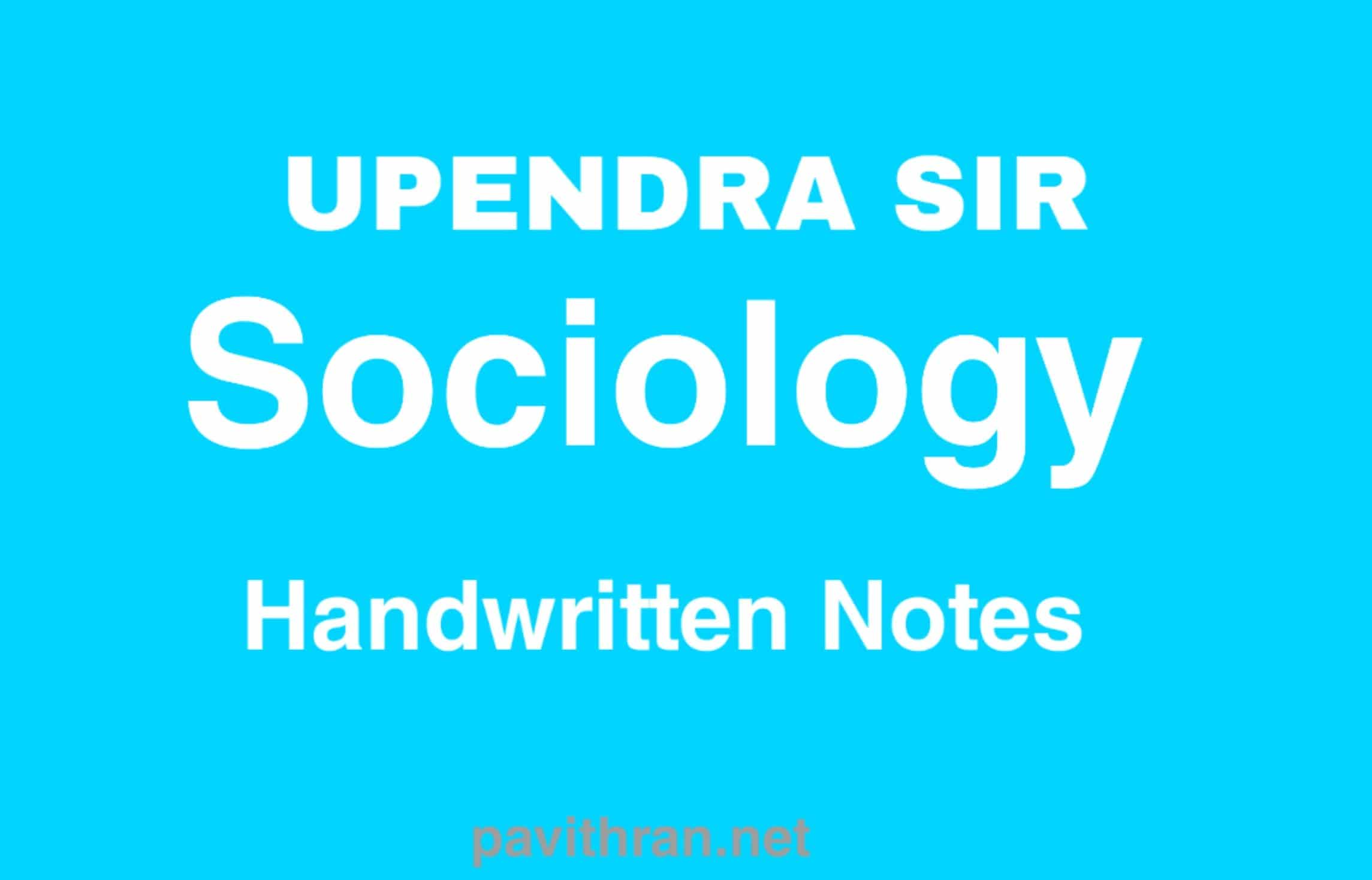Upendra Sir Sociology Handwritten Notes PDF Free Download