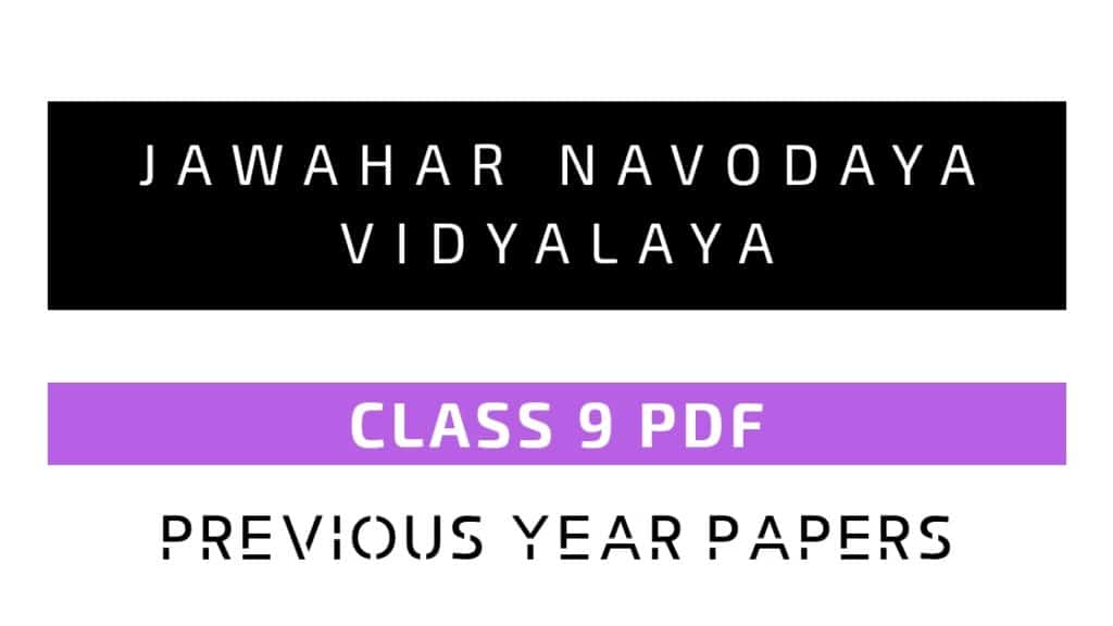 Jawahar Navodaya Vidyalaya Entrance Exam Class 9 Book PDF