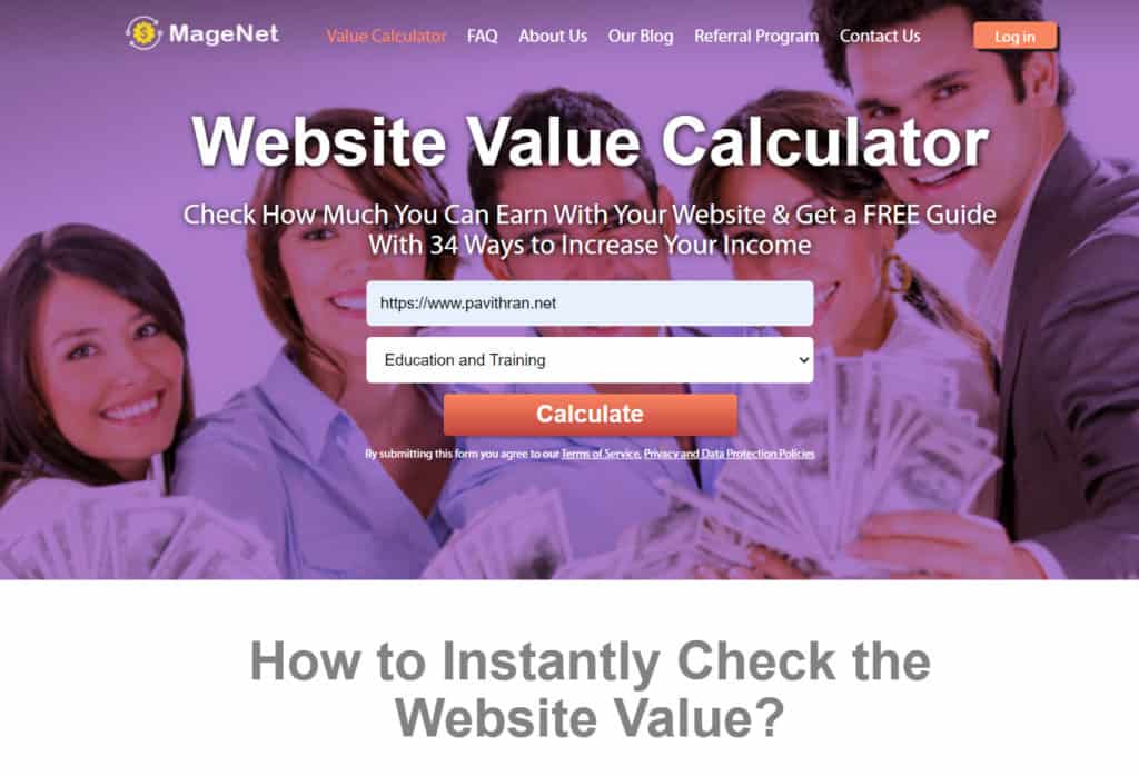 Magenet Website Value Calculator