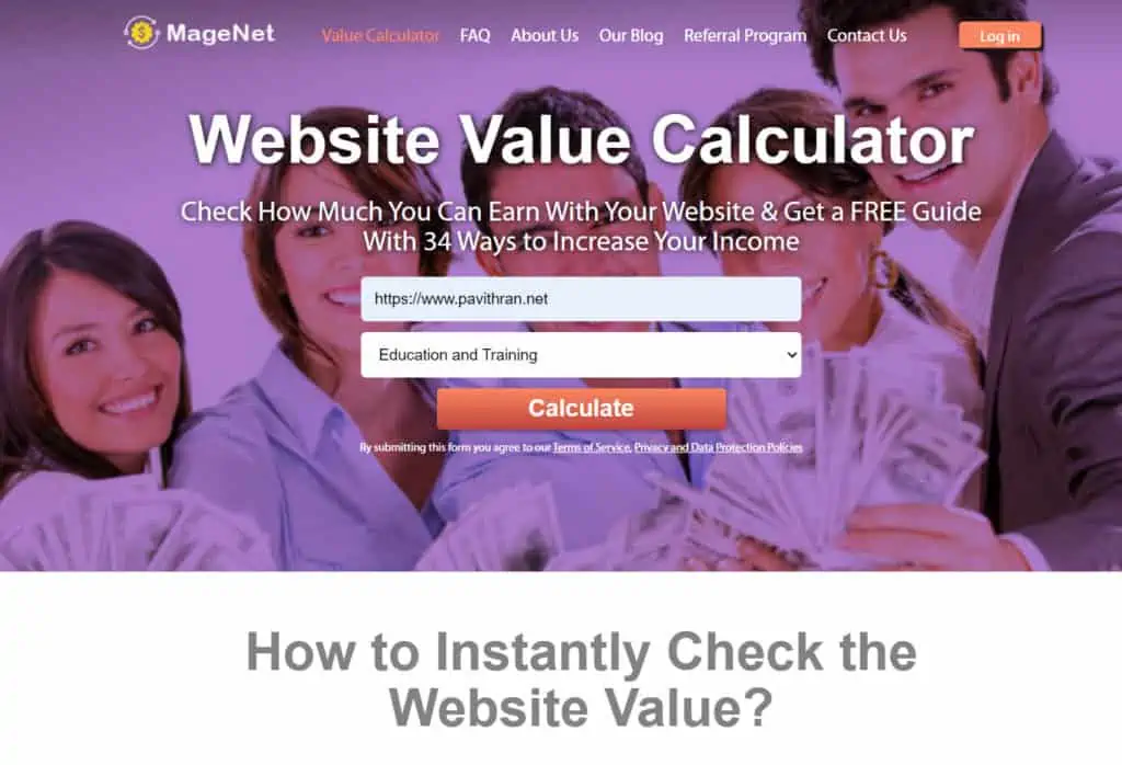 Magenet Website Value Calculator