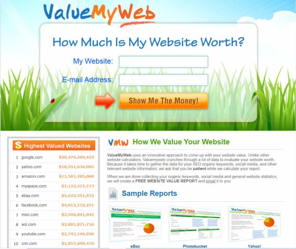 ValueMyWeb Website Worth