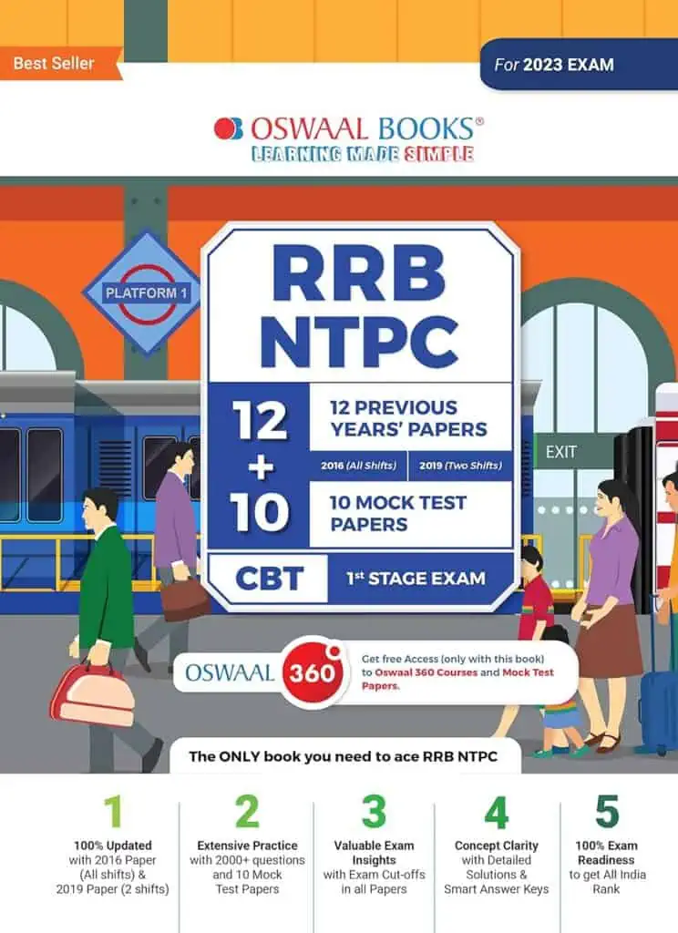 Oswaal RRB NTPC 12 Previous Years Papers 2016 (All Shifts) 2019 (Two Shifts) CBT 1st Stage Exam & 10 Mock Test Papers