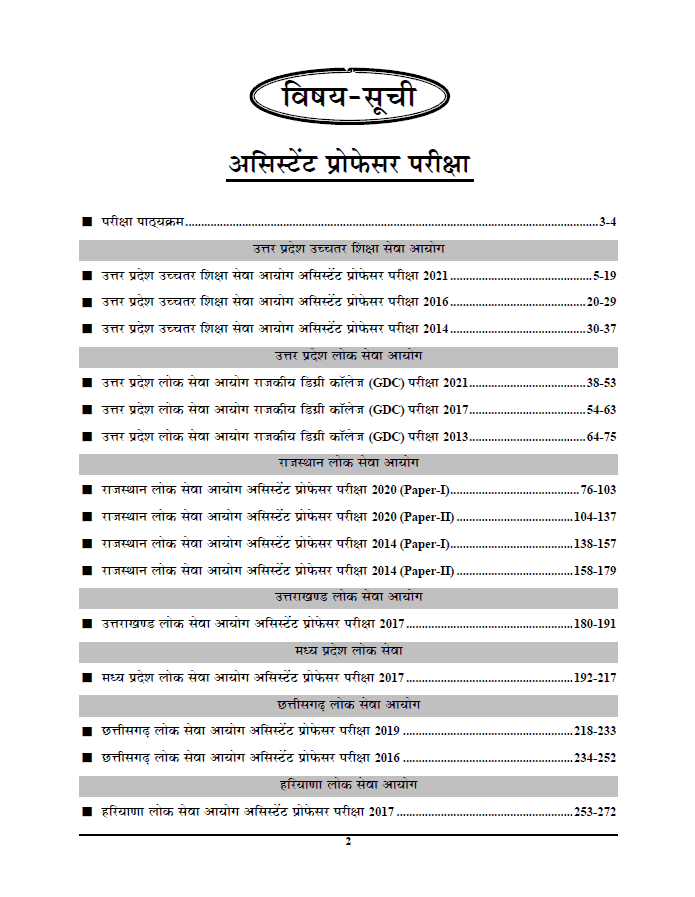 TOC - YCT Assistant Professor Political Science Solved Papers 2024 [Hindi Medium]