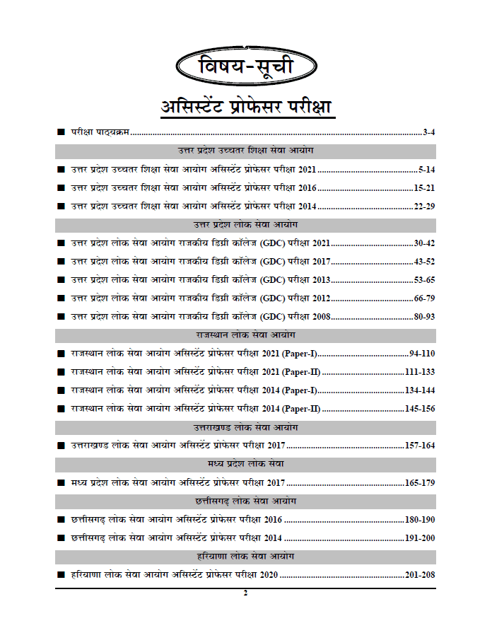 TOC - YCT Assistant Professor Sociology Solved Papers 2024 [Hindi Medium]