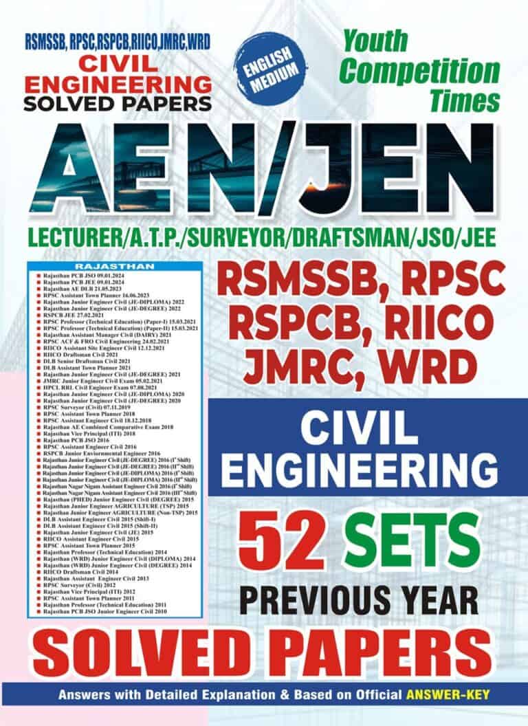 Rajasthan Civil Engineering Solved Papers - 52 Sets [English Medium]