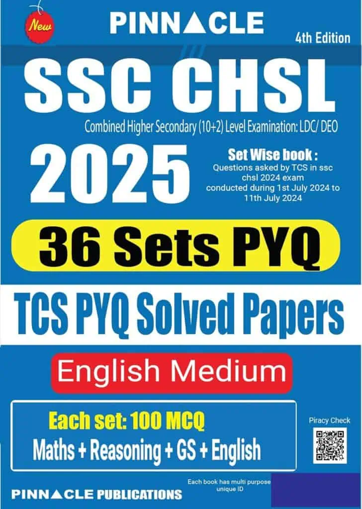 Pinnacle SSC CHSL 2025 36 Sets PYQ [4th Edition - 2025]
