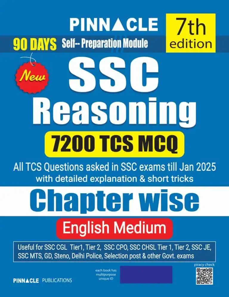 Pinnacle SSC Reasoning 7200 TCS MCQ [7th Edition (2025) - English Medium]