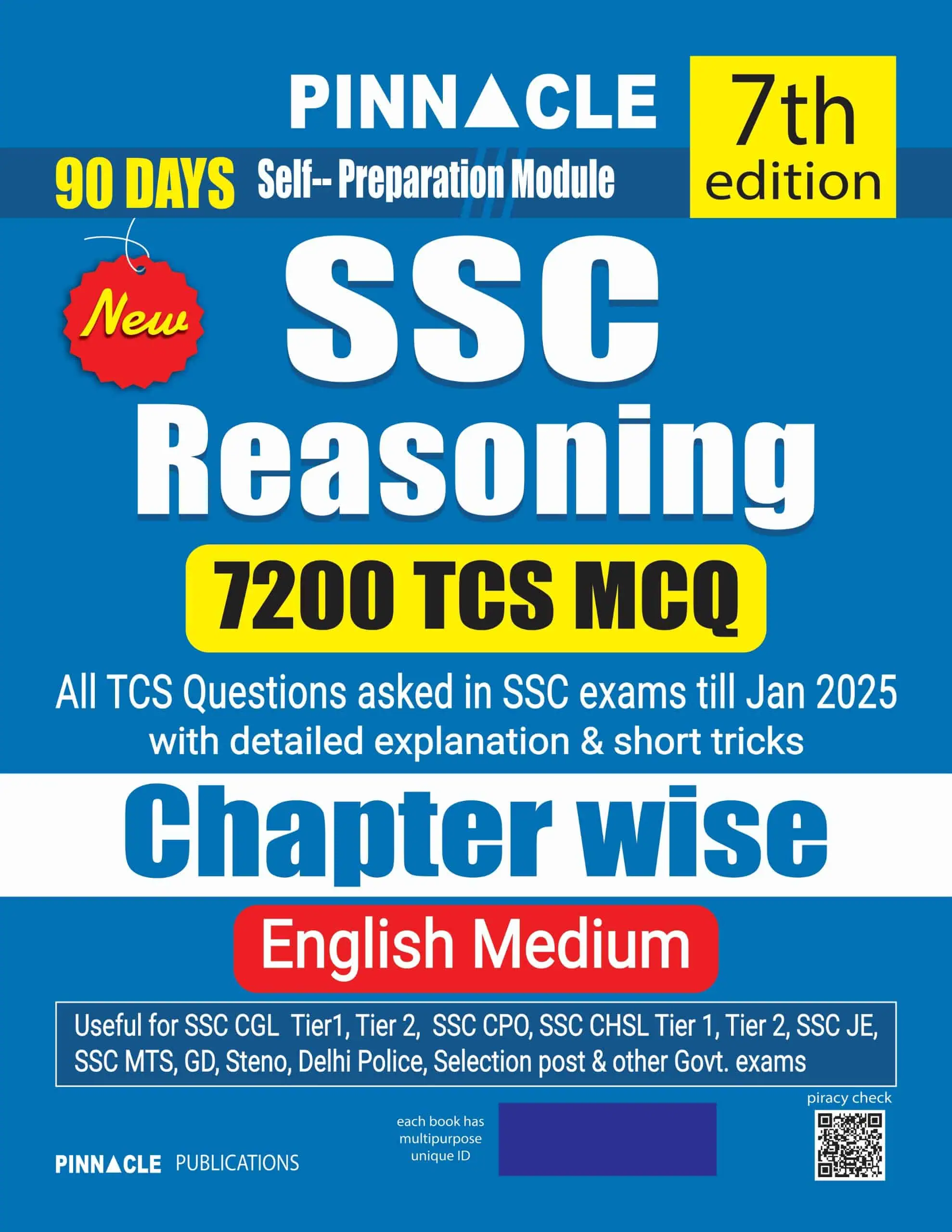 Pinnacle SSC Reasoning 7200 TCS MCQ [7th Edition (2025) - English Medium]