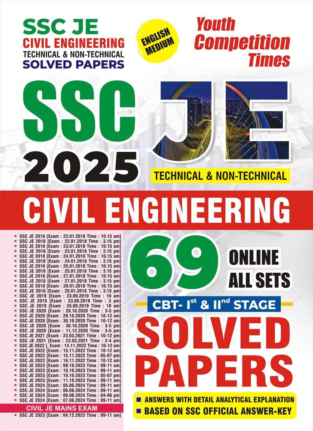 YCT 2025 SSC JE Civil Engineering (CBT Stage 1 & 2) Solved Papers [English Medium]