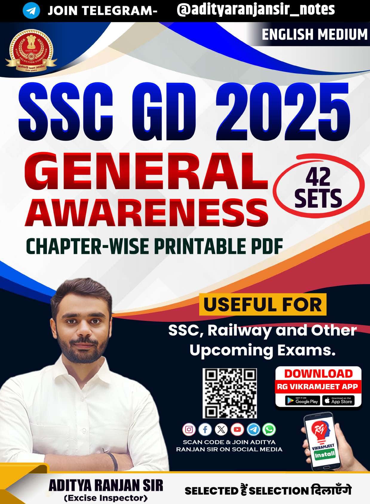 SSC GD 2025 General Awareness Topic Wise 42 Sets - Aditya Ranjan