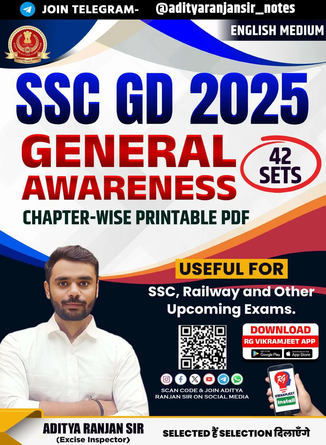 SSC GD 2025 General Awareness Topic Wise 42 Sets - Aditya Ranjan