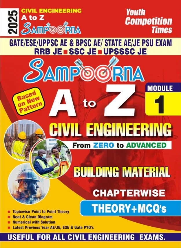 YCT 2025-26 Sampoorna A to Z Civil Engineering [BUILDING MATERIAL Module-1] Chapterwise Theory + MCQs [English Medium]