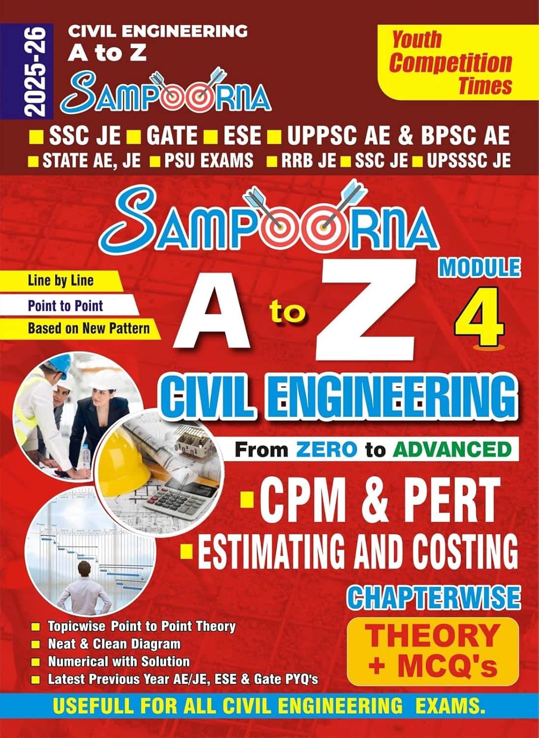 YCT 2025-26 Sampoorna A to Z Civil Engineering [CPM & PERT ESTIMATING & COSTING Module-4] Chapterwise Theory + MCQs [English Medium]