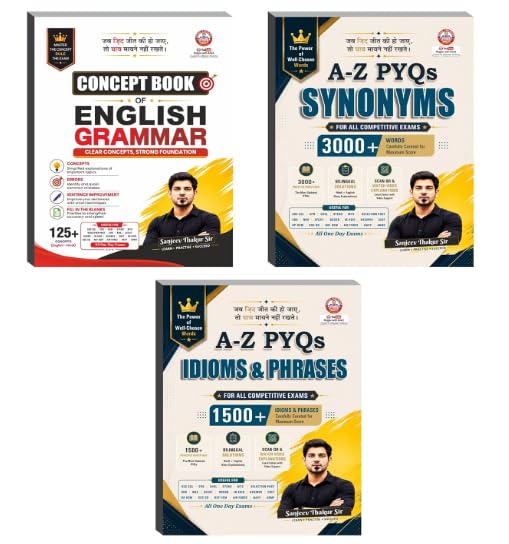 RWA Concept Book of English Grammar, A-Z PYQs Synonyms & Idioms and Phrases (Set of 3 Books) by Sanjeev Thakur Sir [BILINGUAL]