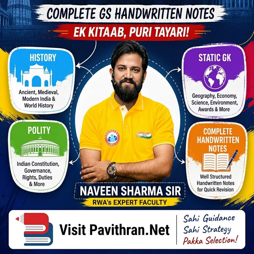RWA Static GK, History, Polity & Hindi Handwritten Notes by Naveen Sir [Hindi Medium]