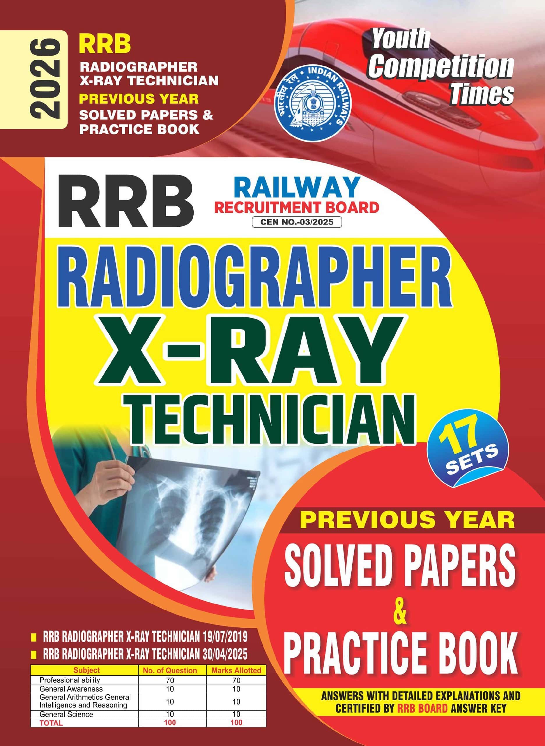YCT 2026 RRB Radiographer X-Ray Technician Solved Papers & Practice Book [English Medium]